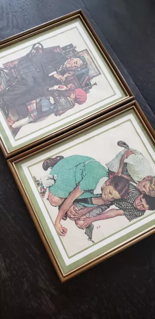 Vtg Norman Rockwell Prints Framed the Dr & the Doll & Knuckles Down
