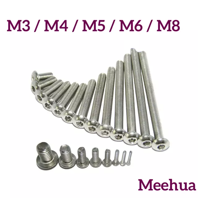 M3 M4 M5 M6 M8 Stainless Steel Button Head Socket Screw A2 Hex-Key Metric