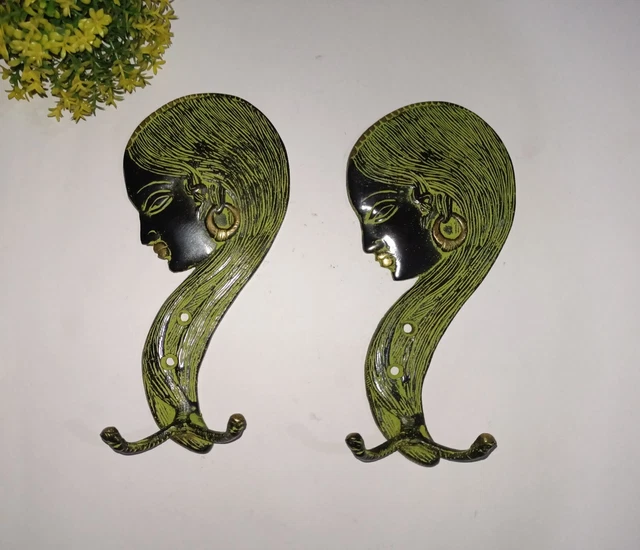 Brass Queen Side Face Hook Set of 02 Pieces Woman Hair Design Towel Hanger HK593