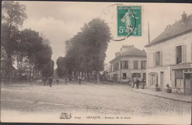 Rare Cpa - Arpajon- 2049 / Avenue De La Gare / Restaurant At The Door Of Print