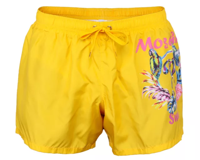 NWT MOSCHINO SWIM SHORTS polyester yellow parrot boxer luxury Italy S