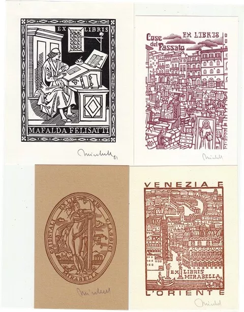 8 Exlibris Bookplate Hochdrucke Giuseppe Mirabella 1948 Konvolut Lot Vito Arezzo 2
