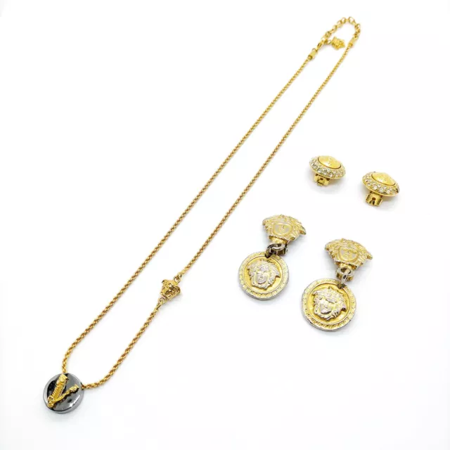 Versace Pendant Necklace 3 pieces set Earrings  Metal Gold Metal 3351843