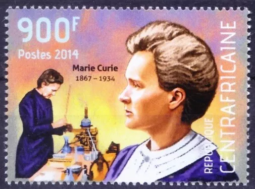 Central Africa 2014 MNH, Marie Curie Nobel Winner in Lab