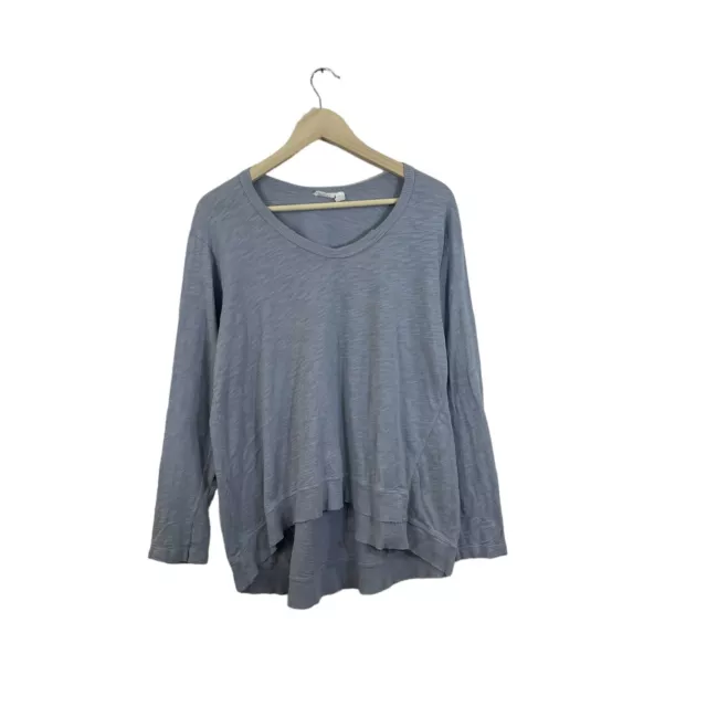 Wilt Large Top Long Sleeve Raw Asymmetrical Hem Cotton Made In The USA Womens