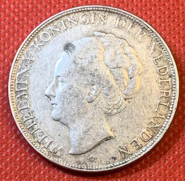 2 1/2 Gulden PAYS-BAS 1932 REINE WILHELMINA Argent 25g