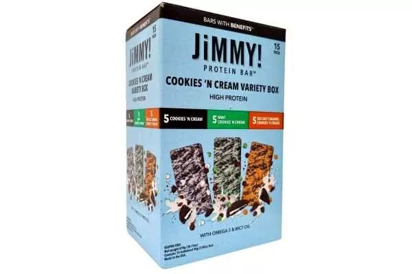 JiMMY! 15 x Protein Bars Cookies 'N Cream Variety **BBE23/2/24** Gluten Free