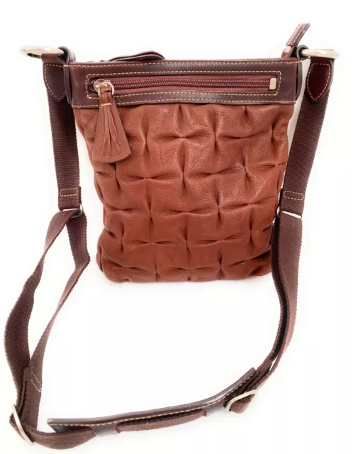 Sundance Brown Quilted Leather Crossbody Bag Purse Handbag Italy