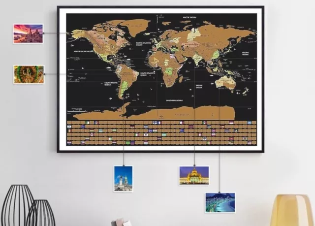 Large World Scratch Map 82cm X 59cm Traveller Gift Travel Tracker
