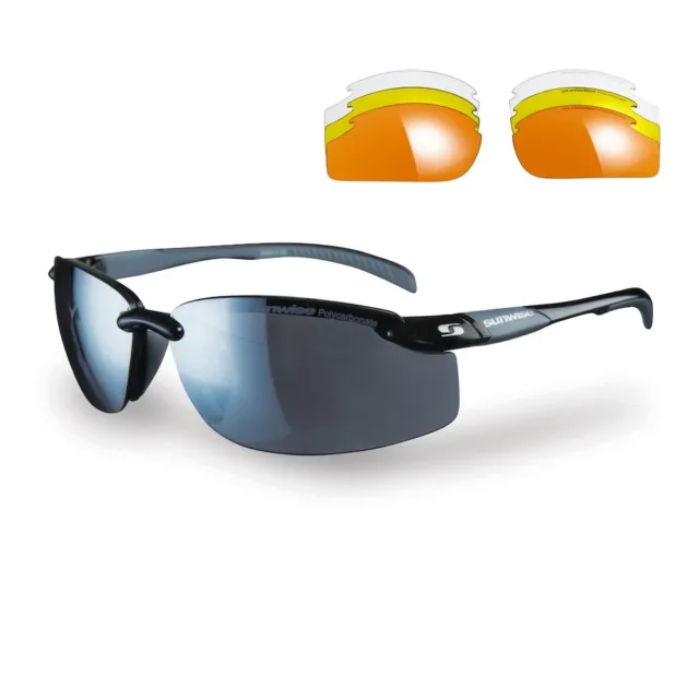Sunwise Pacific Black Cycling Sunglasses includes 3 Interchangeable Lenses