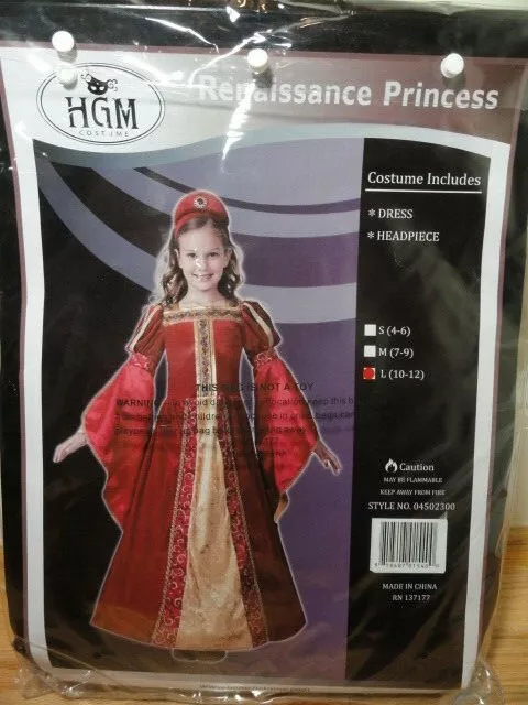 ROBE ET COURONNE COSTUME PRINCESSE RENAISSANCE ROUGE DELUXE Taille Large