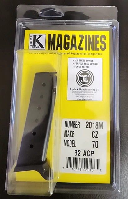 Triple K CZ-52 Magazine 7.62x25mm Tokarev – 8 Round Blued Steel 1762M
