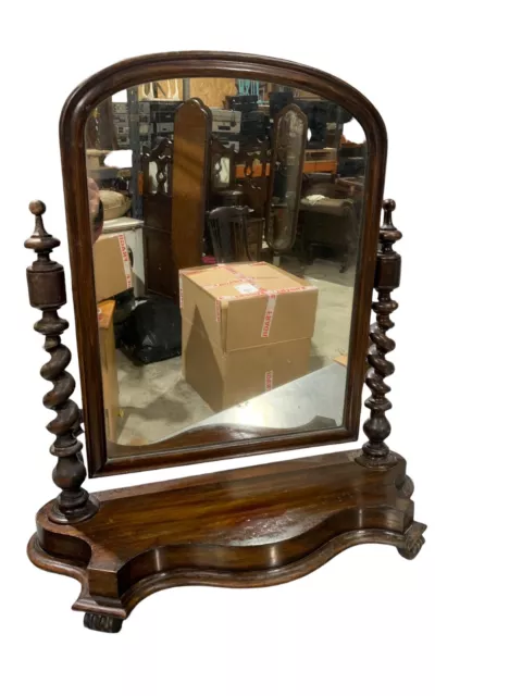 Antique Victorian Dressing Table Swing Vanity Mirror Marble Top Barley Twist 3