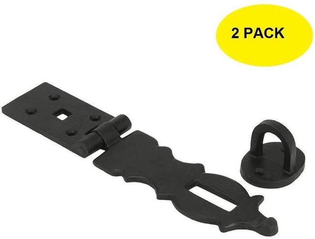 Black Metal Lock Padlock Hasp And Staple Safety Powder Coated For Home Set Of 2
