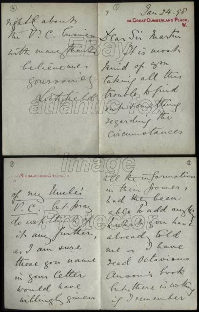 1898 Thomas F Anson , 3rd Conde De Lichfield A Señor Martin Dillon Re Tíos V. C