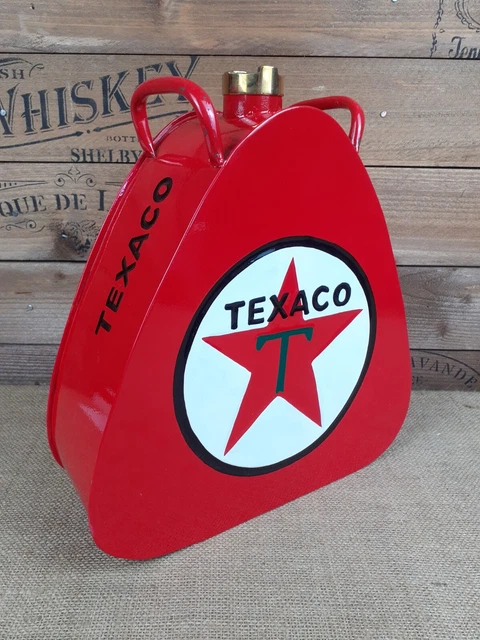 Retro vintage style Red Texaco triangular Oil petrol can Rectangular shaped