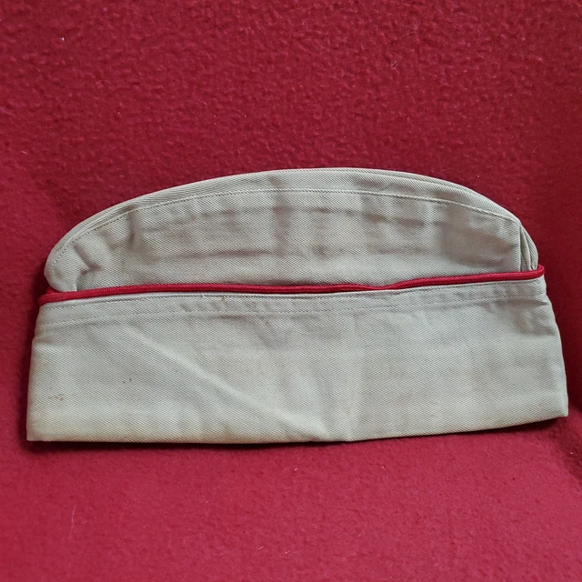 Vintage Men's Army Khaki Red Military Garrison Cap (18a34)
