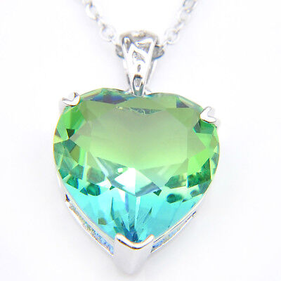 Woman party Jewelry Gift Love Heart London BLue Gems Silver Necklace Pendants