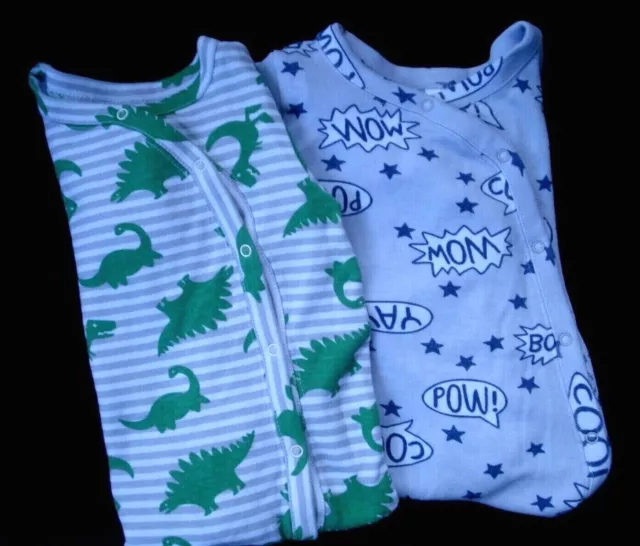 Nordstrom Baby Infant Boy Footed Sleepers Dinosaur Gray Print 6 M Set of Two NEW