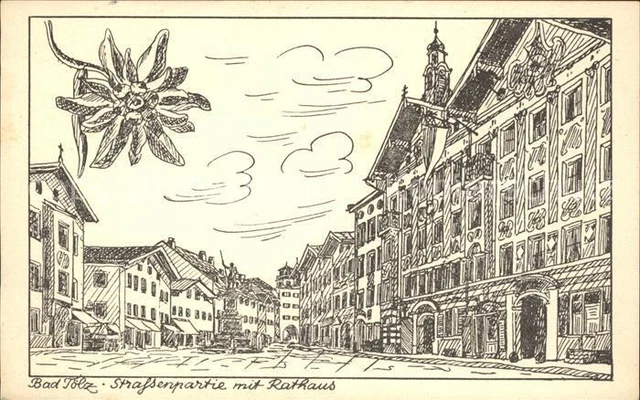 31821500 Bad Toelz Strassenpartie Rathaus Kuenstlerkarte Bad Toelz