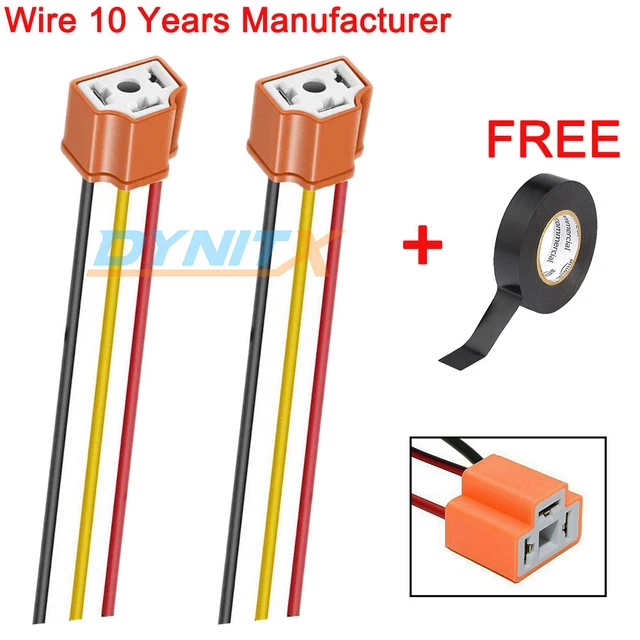 9003 HB2 H4 2X Wire Pigtail Female Ceramic S Harness Head Light Connector Plug