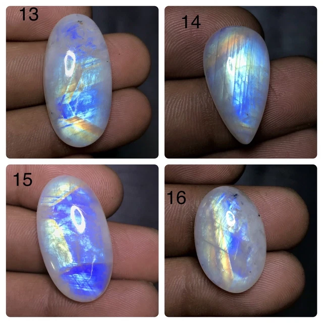 Supreme ! Natural Rainbow Moonstone Fire Cabochon  Loose Top Gemstone  AAA+ 4