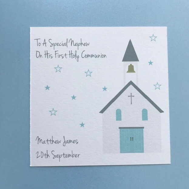 White Cotton Cards – Handgefertigte Große Karte Zur Erstkommunion Für Enkel, 22 X 22 Cm, Mit Strass Und Umschlag