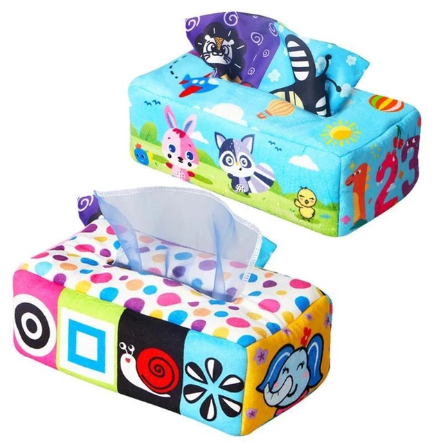 Sensory Busy Pull Tissues Toddler Infant Baby Plush Tissue Box Colorful Juggling