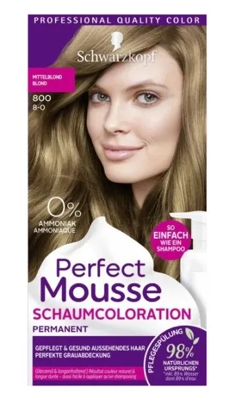 Schwarzkopf Perfect Mousse Permanente Schaumcoloration 800/8-00 Mittelblond
