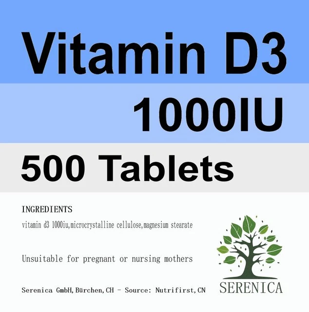 Vitamin D3 1000IU Cholecalciferol x 500 Tablets