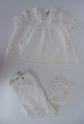 Twin-Set Simona Barbieri Girls Outfit Set Age 6 Yrs Top Pants White Lace