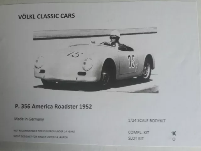 1/24 Völkl Classic Cars Porsche 356 American Roadster 1952 Static Kit  Neu