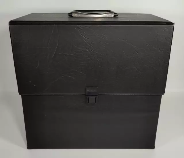 Vintage 80s Black Vinyl Record Carry Case 12" Storage LP Record Box