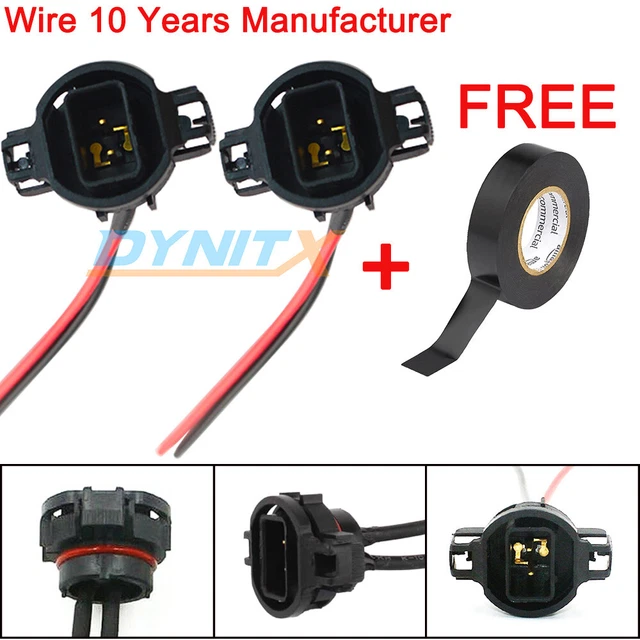 H16 5202 Wire Pigtail Male PS24W Two Harness Fog Light Bulb Connector Plug Lamp