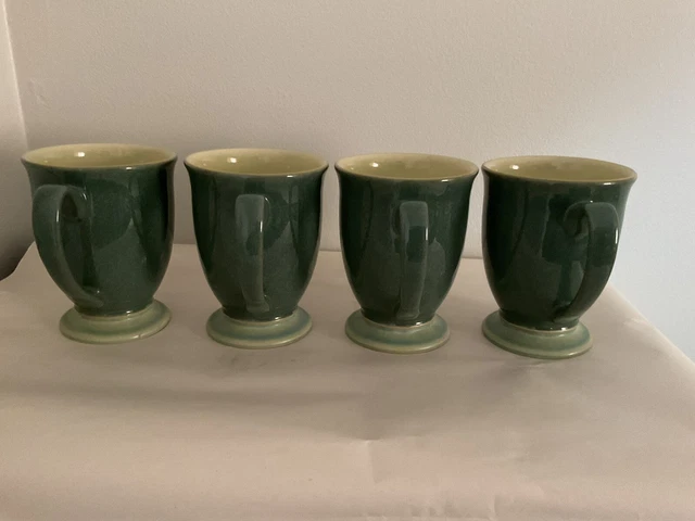 Denby Calm Dark Green footed mugs, set of 4,  "NEW" condition.