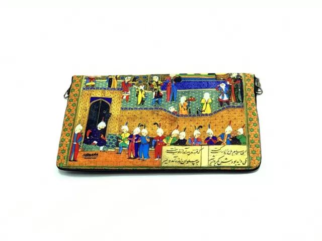 Shahnameh Birth clutch bag handmade soft velvet leather/chain strap fold over 2