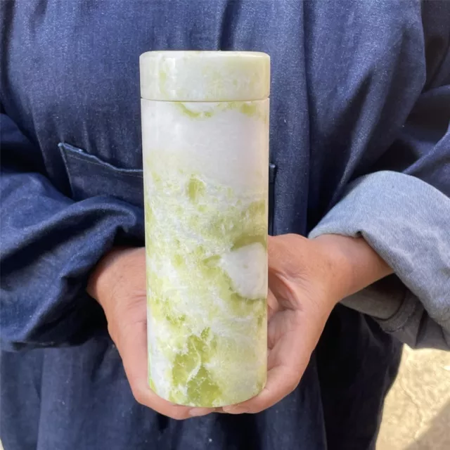 1.76LB TOP Natural Lantian jade quartz hand carved crystal cup reiki healing