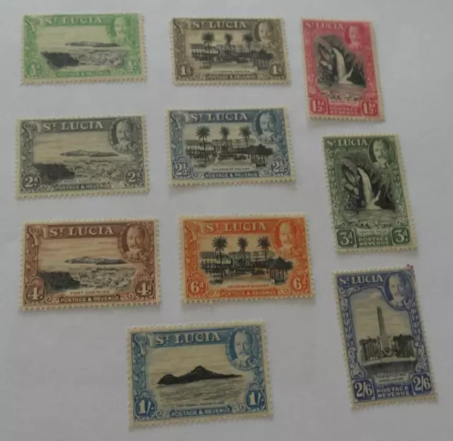 St Lucia 1936 KGV small collection views unused