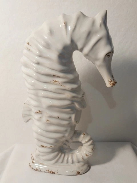 Ceramic Seahorse Distressed 11-1/2" inch Statue Figure Seaside Nautical Coastal