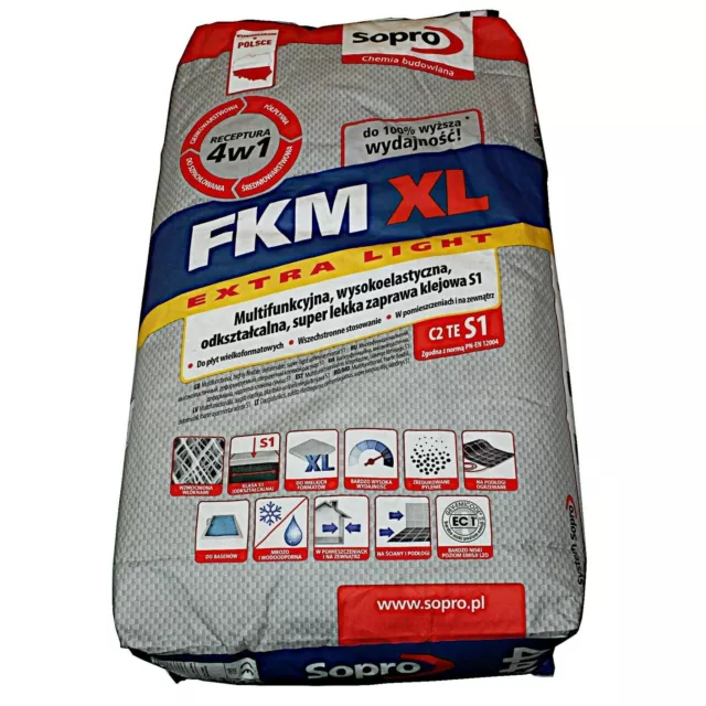 SOPRO Flexkleber Fliesenkleber 444 FKM® XL MultiFlexKleber eXtra Light, 15kg