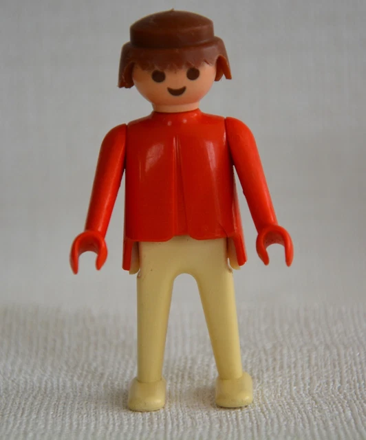 Figurine Playmobil Vintage 16266 - Homme Rouge Et Blanc Avec Mains Fixes (pièce D'occasion)