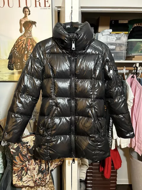 SAM NY •Girls 12• Soho Long Puffer Jacket Black Shine Coat Parka Goose Down