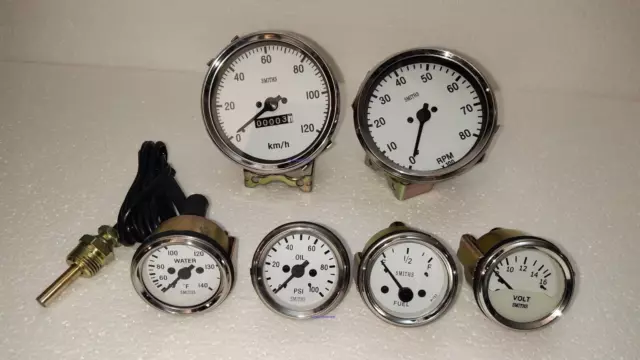 Smiths Set 100mm Speedo 0-120KMH0-80RPM 52mm Tempf Oilpressure Benzin Voltgauge