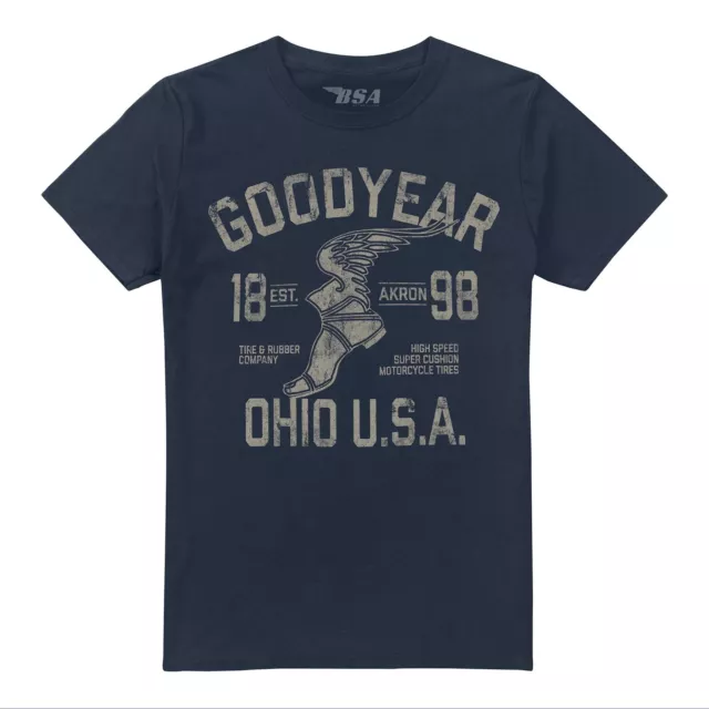 Goodyear Mens T-shirt Ohio USA Cotton Top Tee Navy S-2XL Official