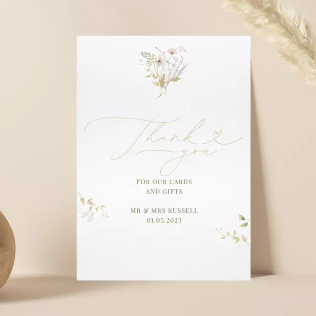 Personalised Wedding / Baby Shower / Christening Cards & Gifts Table Sign (WF13)