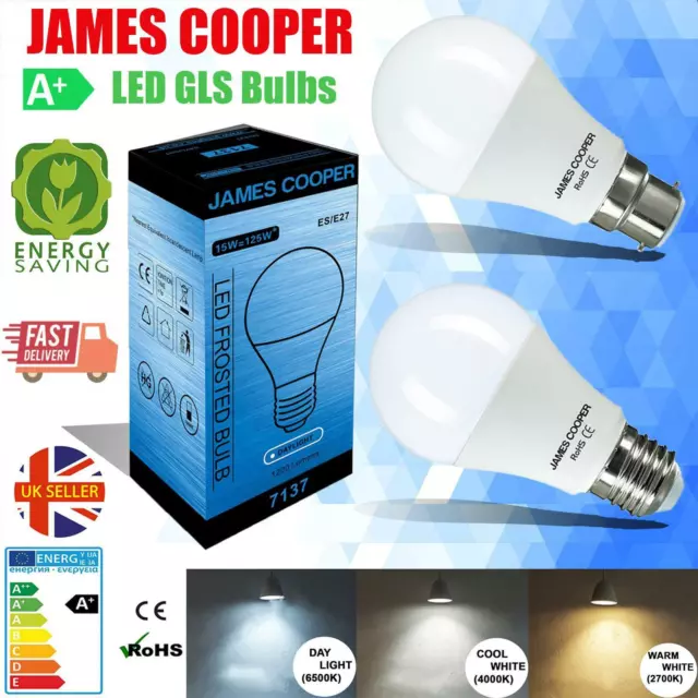 LED James Cooper BULB 7W 12W 15W GLS Lamp BC ES Day Light Bulbs Warm Cool White