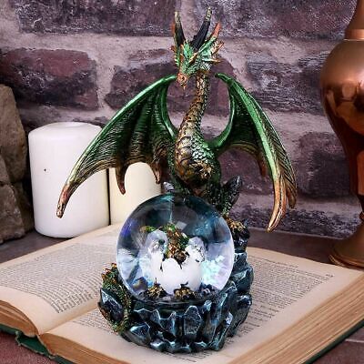 Emerald Mother and Baby Dragon Figurine Statue Ornament Sculpture Gift 18cm