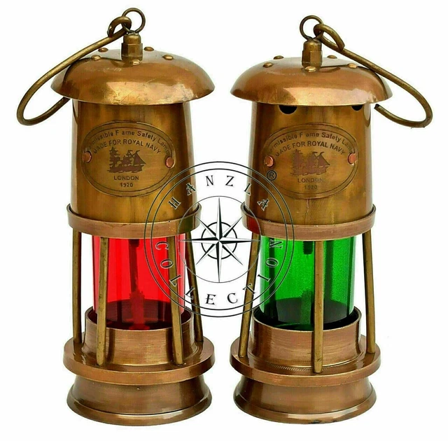 Lampe Minor Oil Nautische Schiff Laterne Boot Messing Antik Dekor RotGrün...