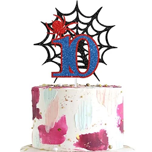Dalaber Spider Man Cake Topper for 10th Birthday - Boys 10th Birthday Party