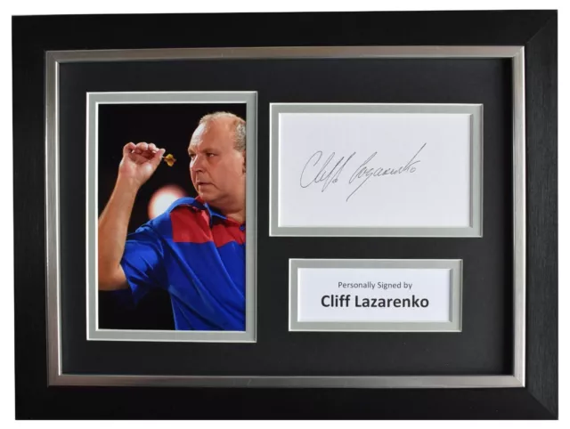 Cliff Lazarenko Signed A4 Framed Autograph Photo Display Darts Sport AFTAL COA